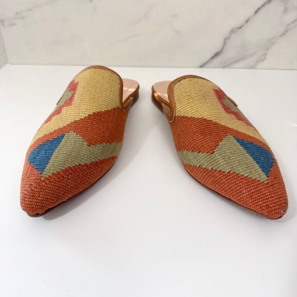 Cedar Olivet Orientals Womens Tapestry Flat Mules 42 / 11.5 Slip On Wool Orange - Picture 1 of 10
